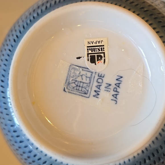 Asahi Japan Blue Porcelain Floral Design Bowl - Picture 5 of 5